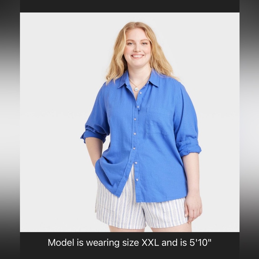 Blue Linen Button Up